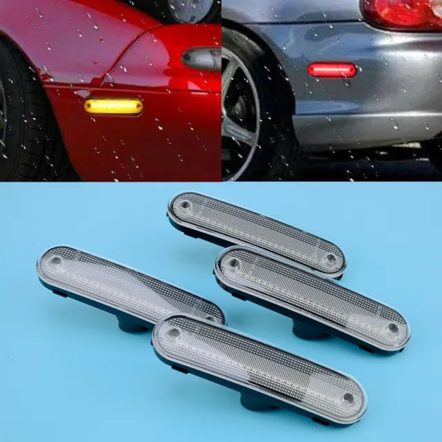 Clear Front & Rear LED Side Marker Lights Lamp Fit For Mazda MX-5 Miata 1990-05