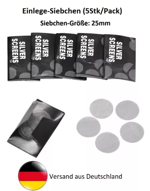 Pfeifensiebe 50-500Stück, Shisha Pfeife Bong Stahl Sieb Siebchen in Silber, 25mm