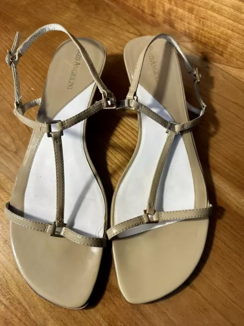 ENZO ANGIOLINI  Sandals, Size 8M, Tan, Patent Leather, Kitten Heels