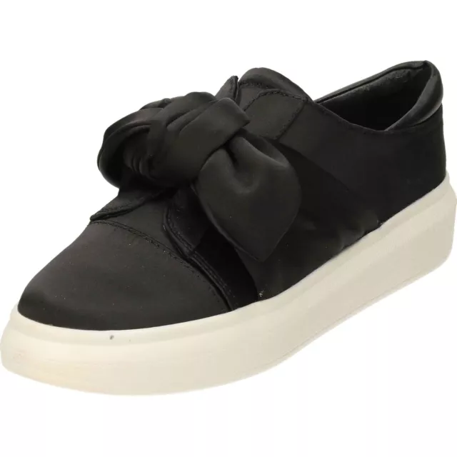 Shellys London Black Satin Shoes Sneakers Chunky Flat Form Loafer Pumps Pull On