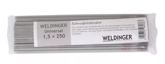 Universal Stabelektrode, Schweißelektroden rutilumhüllt 1,5 x 250 mm - WELDINGER