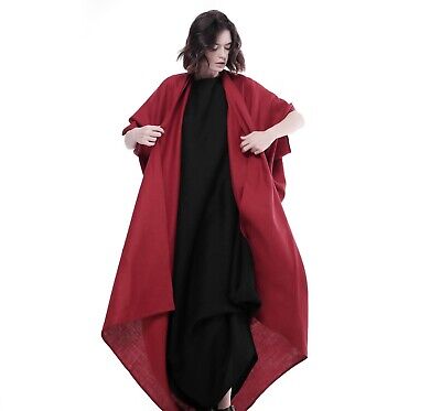 Plus size linen cocoon dress / Boho linen kimono robe / Lagenlook linen coat