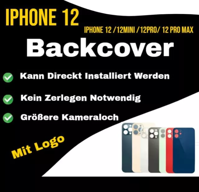 iPhone 12 12mini 12 Pro 12 Pro Max Backglass Backcover Rückseite Glas Big Hole