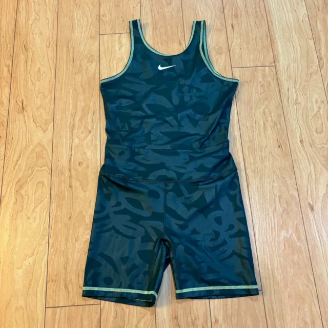 Nike Tennis Bodysuit Jumpsuit Shorts Singlet Tight Fit Green Women's Size Small