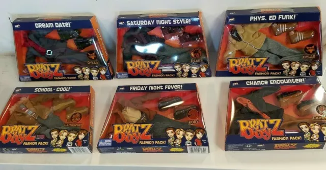 6 pack full collection BRATZ BOYZ DOLL FASHION PACK CLOTHES W/ SHOES -PHYS