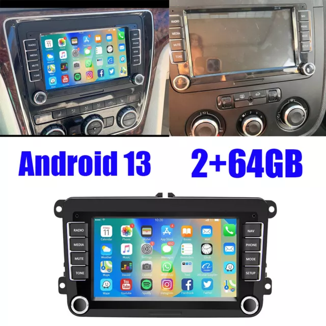 7" Android 13 Autoradio GPS Navi 2+64GB für VW Polo GOLF 5 6 Plus Passat Touran