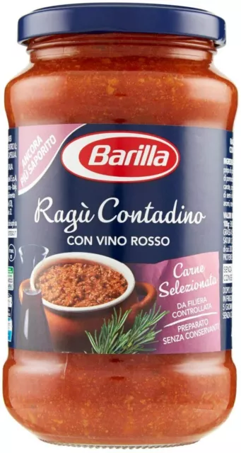 Barilla Sugo Ragù Contadino Salsa Pronta al Pomodoro con Vino Rosso, 400g