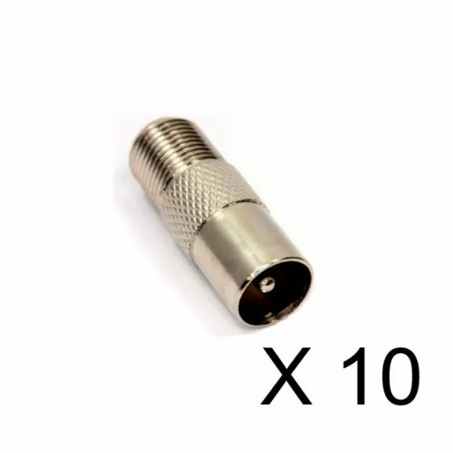 10x F Type Plug Female Screw Connector Socket to RF Coax Aerial Male Adaptor