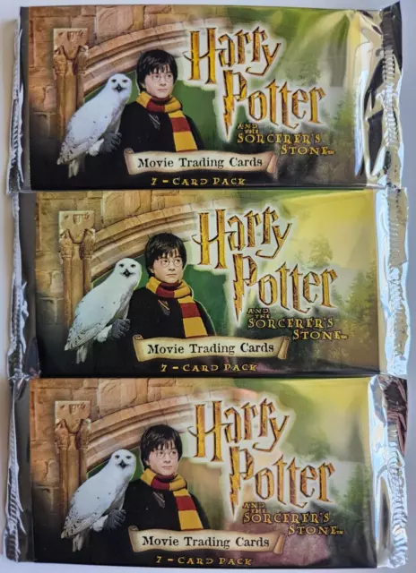 Harry Potter Sorcerer's Stone Trading Card Packs Lot of 3 NEW Factory Sealed