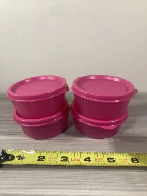 Tupperware Mini Wonders Snack Cups 2 oz. Set of 4 Containers In Pink New!