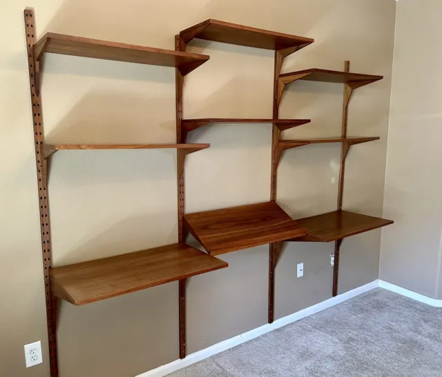 Mid Century Danish Modern Wall Unit 3 Bay Teak Poul Cadovius Cado Shelves