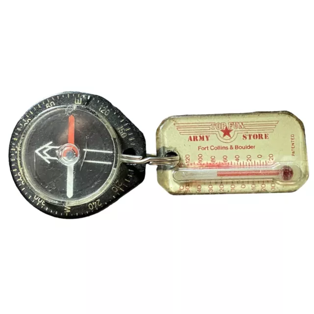 Top Fun Army Store Thermometer Compass Key Ring Fob Fort Collins Boulder, CO 704