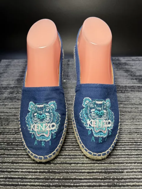 Kenzo Paris Women’s Size 7.5 Blue Tiger Logo Espadrilles Slip On Loafers /#I/ 3