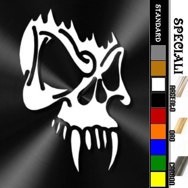 Autocollant Sticker 'Crâne Tribal' (Teschio) - Dimensions 14 X 9,5 Cm - Neuf, Marque Ritrama, Fabriqué En Italie