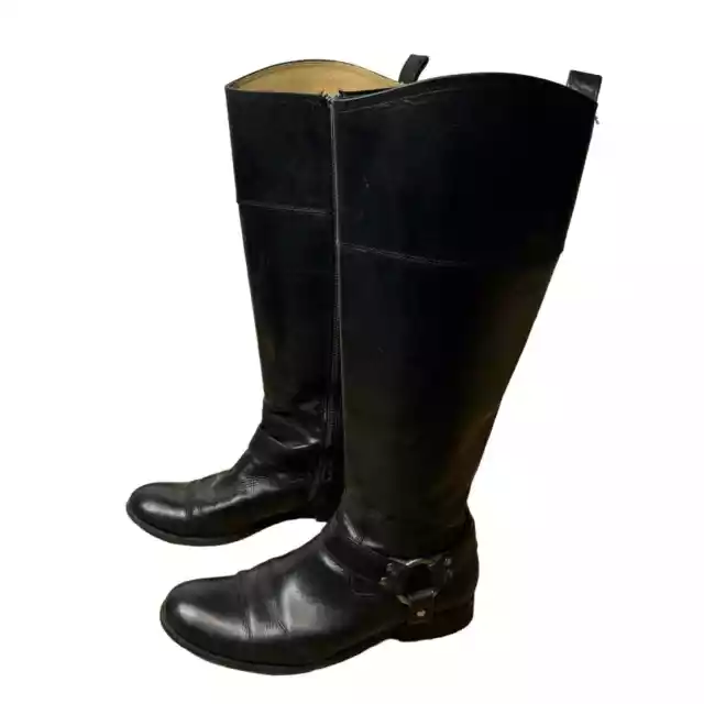 Frye Women's Melissa Harness Tall Riding Boots Black Leather 76927 size 8B