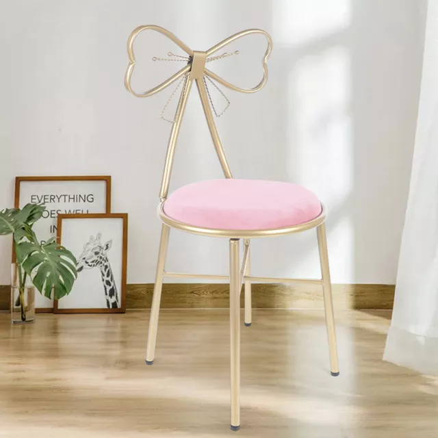 Pink Dressing Makeup Stool Bedroom Backrest Princess Chair Seat Girls Ladies AU