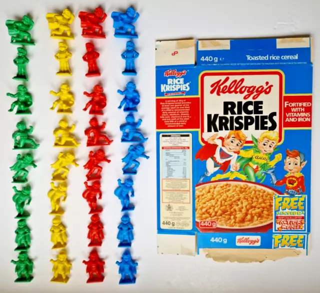 1989 KELLOGGS CEREAL Rice Krispies Super Hero Action Models all colours ...