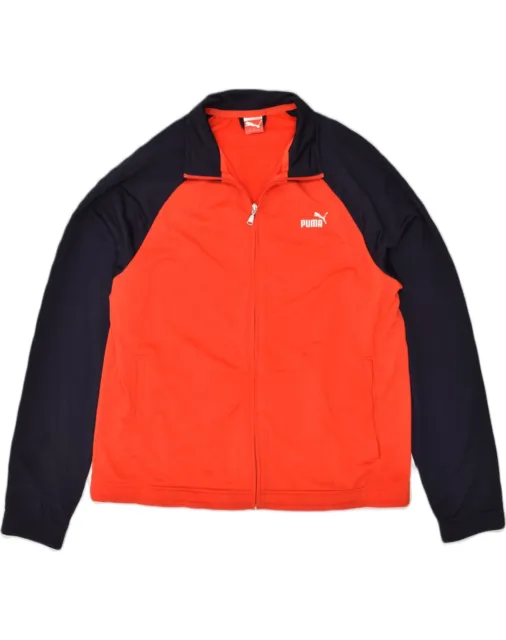 PUMA Mens Tracksuit Top Jacket XL Orange Colourblock Polyester AI21