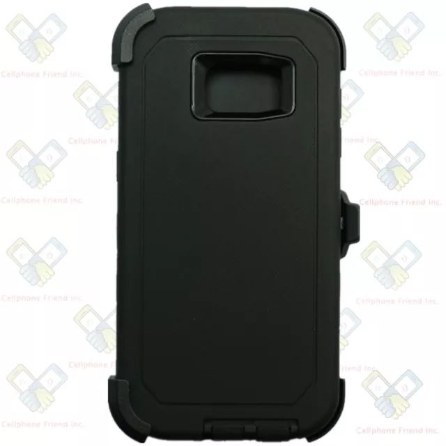 For Samsung Galaxy S7 Edge Shockproof Defender Case with Belt Clip Holster Black
