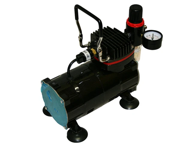 Mini Compresor Airbrush Modelo As18-2 Version Negro Brillante