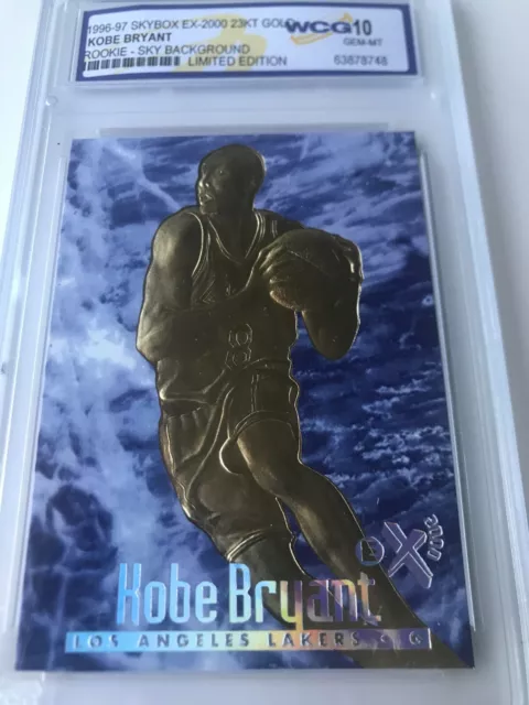 1996 KOBE BRYANT SKYBOX EX-2000 Credentials 23K GOLD ROOKIE SKY BLUE GEM MINT 10