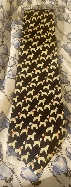Polo Ralph Lauren Navy Scottie Dog Silk Tie Colorful Collars Rare