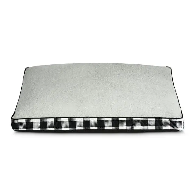 Vibrant Life Deluxe Gusset Pillow Large Dog Bed, White Buffalo Plaid