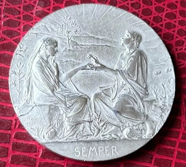 MEDAILLE de MARIAGE SEMPER en Argent Signée O.ROTY 1918
