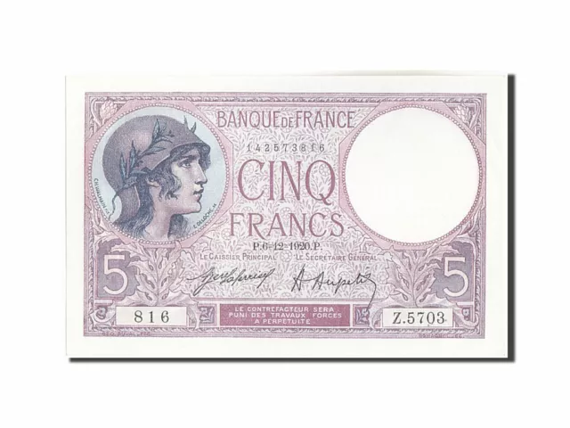 [#209743] Banknote, France, 5 Francs, 5 F 1917-1940 ''Violet'', 1920, 1920-12-06