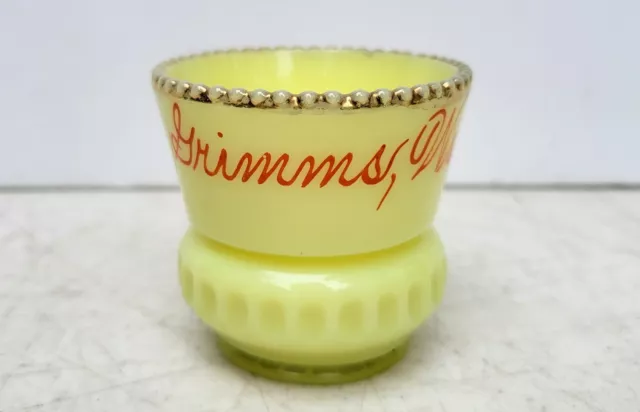 Heisey Custard Glass Souvenir Toothpick GRIMMS WIS Manitowoc Cty 1897 Punty Band