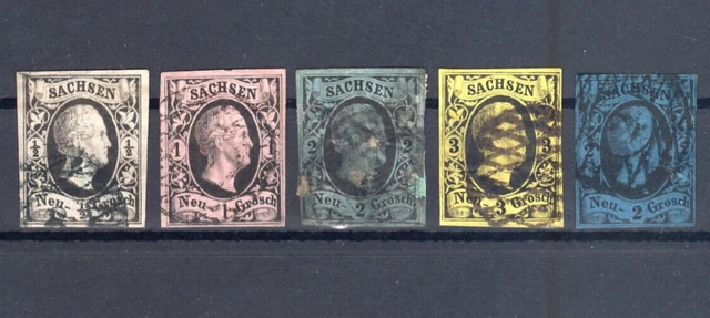 Altdeutschland Sachsen Mi.Nr. 3 - 6 & 7 gestempelt 1851 / 1852 (Mi. 235,-€)