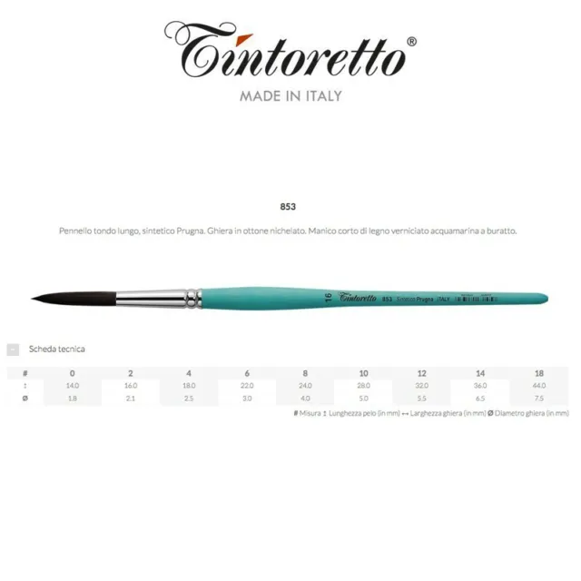 pennello Tintoretto sintetico prugna linea Feltracco, tondo extra lungo 853