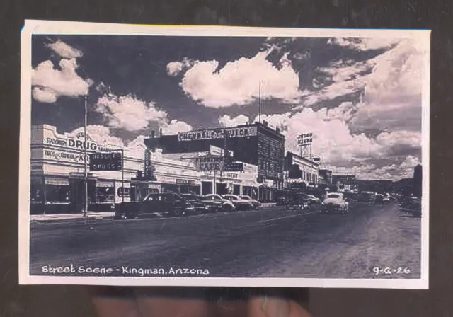 Real Photo Kingman Arizona Downtown Street Scene Route 66 Postcard Copy