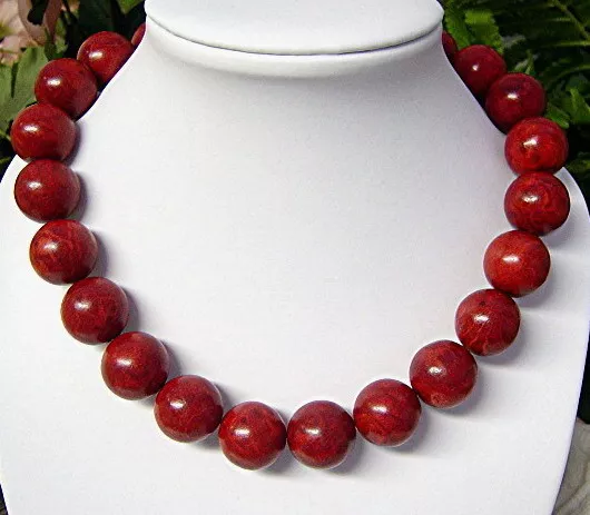 Korallen Kette Collier Halskette Perlen rote schöne Damen Kugel 925 Silber 12