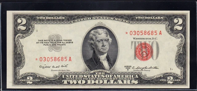 FR.1511* 1953B $2 Legal Tender STAR NOTE UNC Red Seal