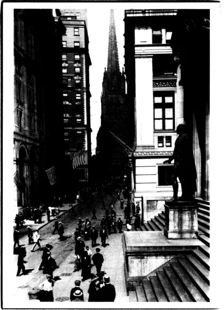 Vintage Continental Size Postcard 1924 Wall Street Scene New York (Reproduction)