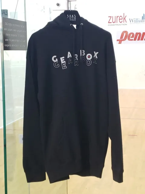 GEARBOX RACQUETBALL SWEATER. HOODIE with front Pouch Pocket Black Color S SMALL