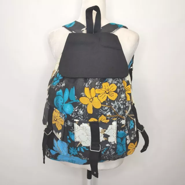 Floral Backpack Corduroy Drawstring By Ming's Bags Gray Black Beige Blue Orange