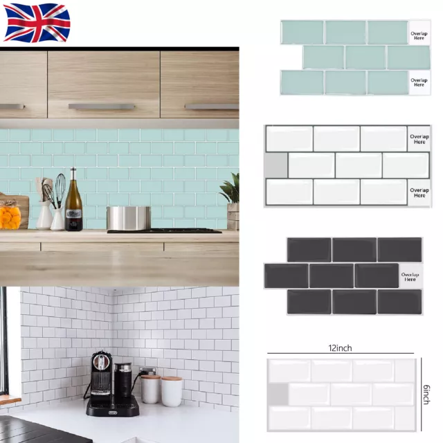 3D Peel and Stick Tile Stickers Kitchen Wall Tile Bathroom Mosaic Self Adhesive