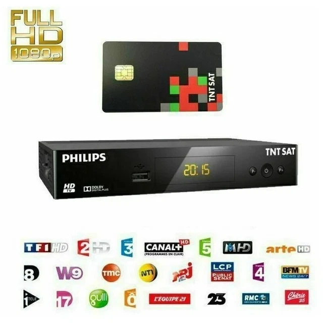 Récepteur Satellite Humax TN7000HD + Carte TNTSAT – Noir, Enregistrement PVR – Pour Recevoir La TNT Par Satellite
