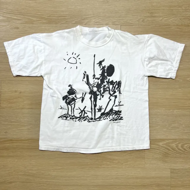 Vtg Pablo Picasso Don Quixote Sancho Panza Shirt L Art Tee Suc Picasso 90s EUC