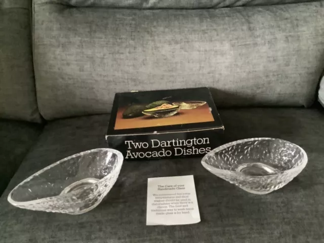 Dartington Glass Avocado Dishes x 2  24% Lead Crystal Frank Thrower Boxed 1