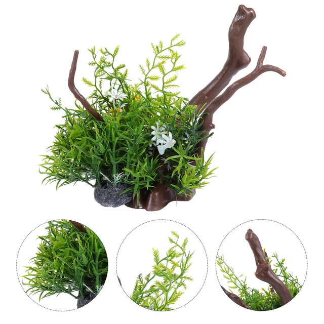Rama de manzanita artificial con planta de acuario decorativa ponderada