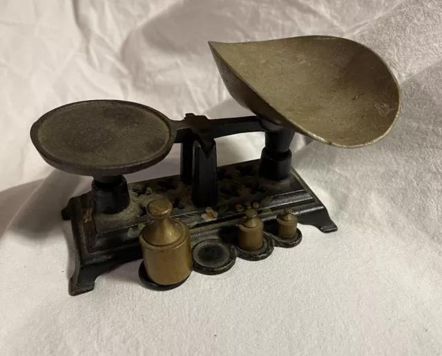 Antique Miniature Cast Iron Balance Scale- Toy Candy Scale
