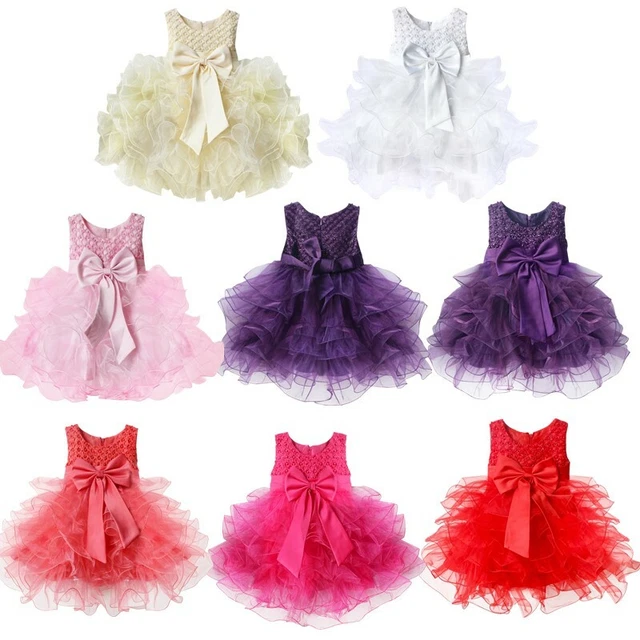 Flower Baby Girls Tutu Dress Bridesmaid Princess Birthday Newborn Party Pageant