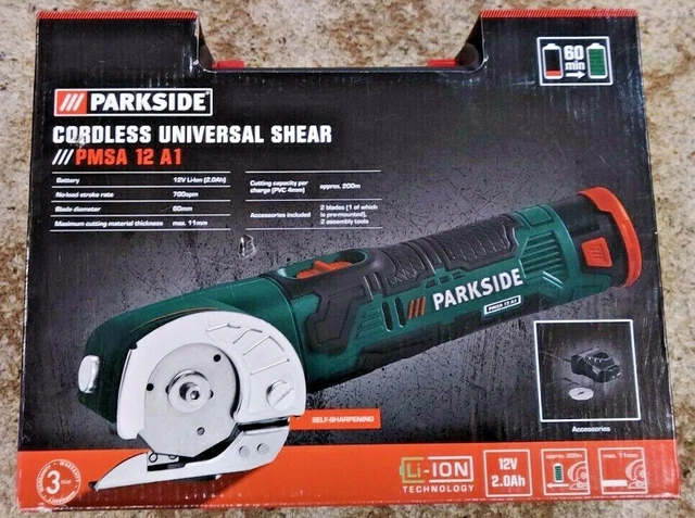 PARKSIDE CORDLESS UNIVERSAL SHEAR with 12v 2ah Battery & Battery