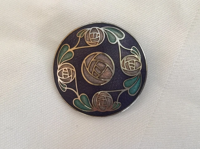 STUNNING CELTIC SEA Gems Round Enamelled Brooch. Lovely Design. Makers Marked. 9.00 PicClick UK