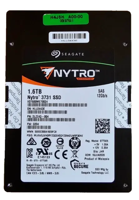 Seagate Nytro 3731 XS1600ME70024 1.6TB 3D ETLC SAS SSD H4J8H SED 2LZ243-004