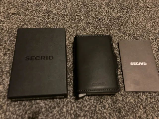 BNIB Secrid Black Leather Mini Wallet w/ RFID Card Protector Case Cards Notes