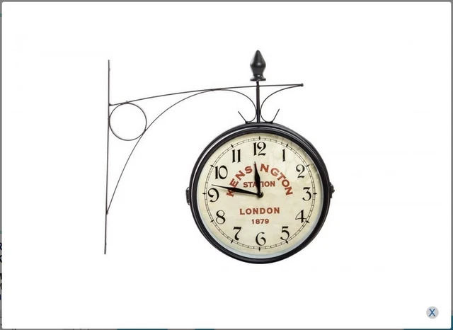 Orologio A Muro Quadrante Bifacciale Con Staffa In Ferro Battuto